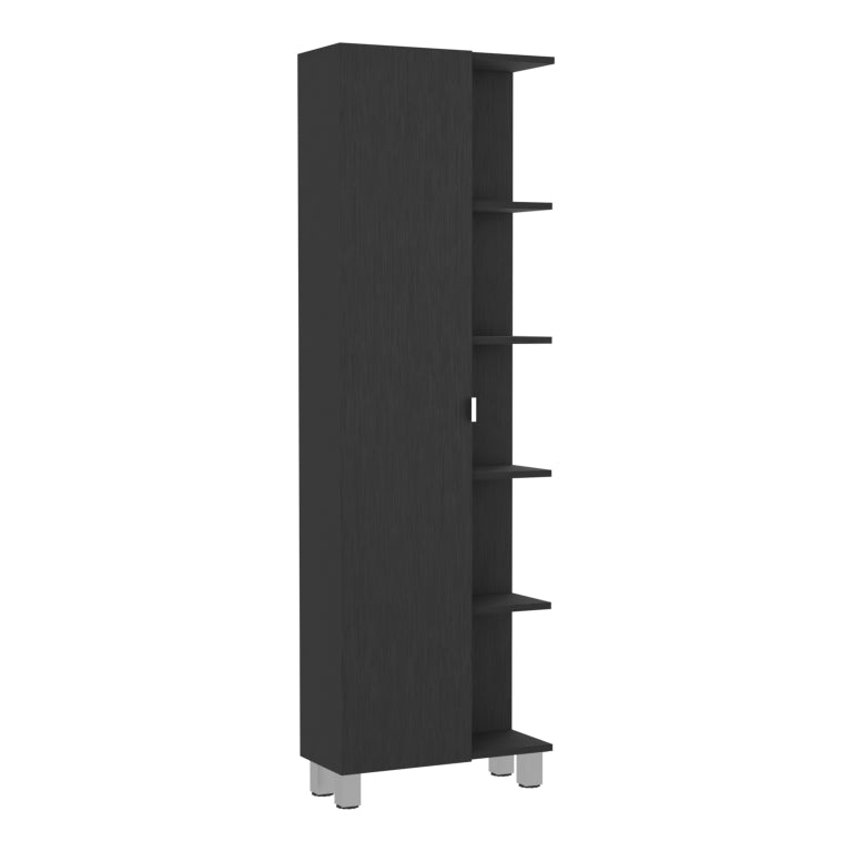 Columna de baño Urano 158 cm, 1 puerta y 5 estantes abiertos