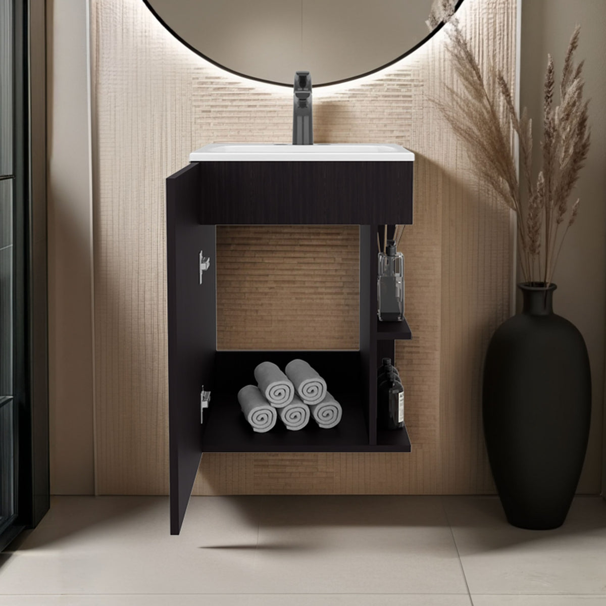 TUHOME CONCEPT Mueble de baño suspendido Colton de 45 cm con lavabo, wengué