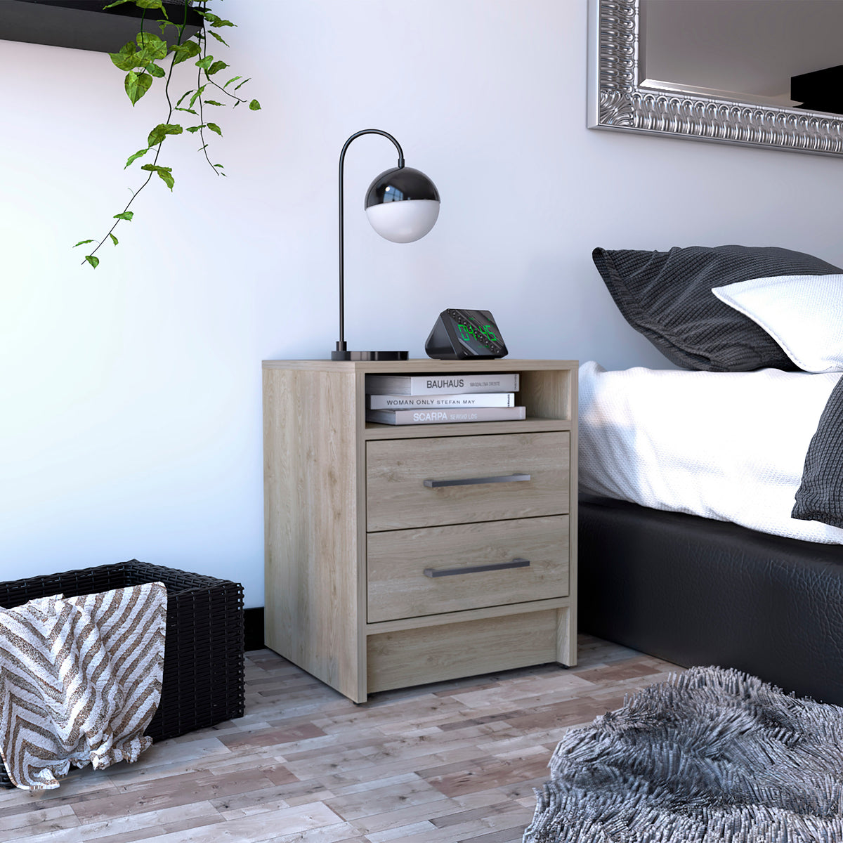 TUHOME CONCEPT Mesita de noche Eter de 40 cm con 2 cajones