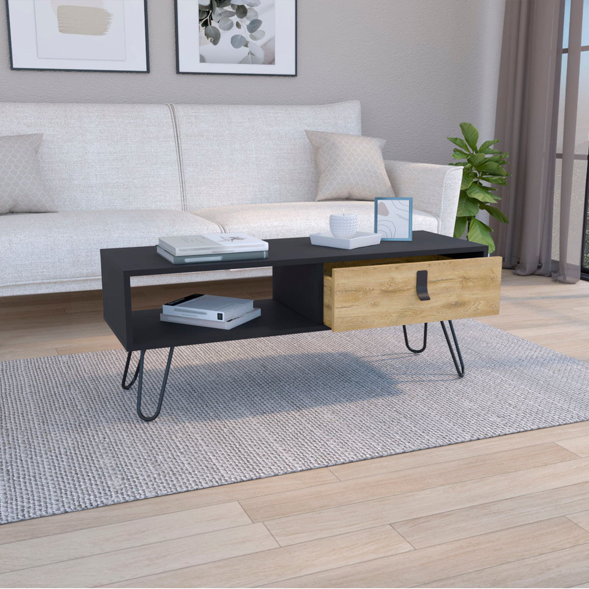 Mesa de centro Huna de 104 cm, wengué y macadamia, foto 3 – TUHOME