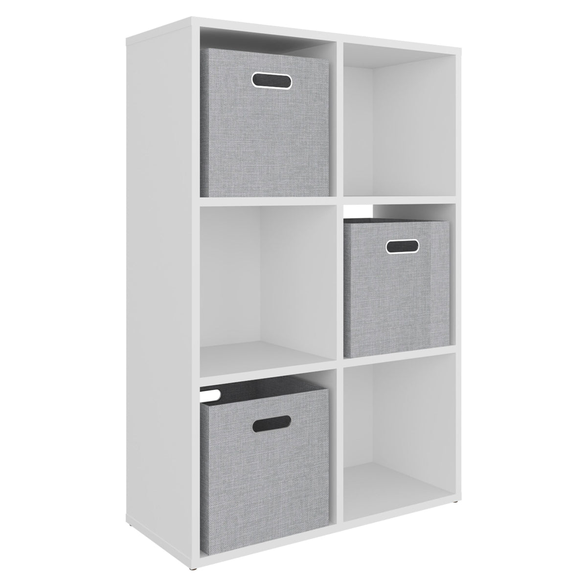 TUHOME CONCEPT Estantería organizadora Lena de 6 cubos con 3 cajas de tela, 92 cm, blanco