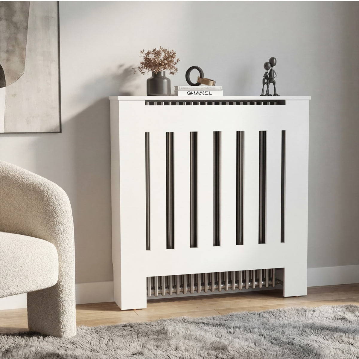 TUHOME CONCEPT Cubreradiador Linn de 79 cm, blanco