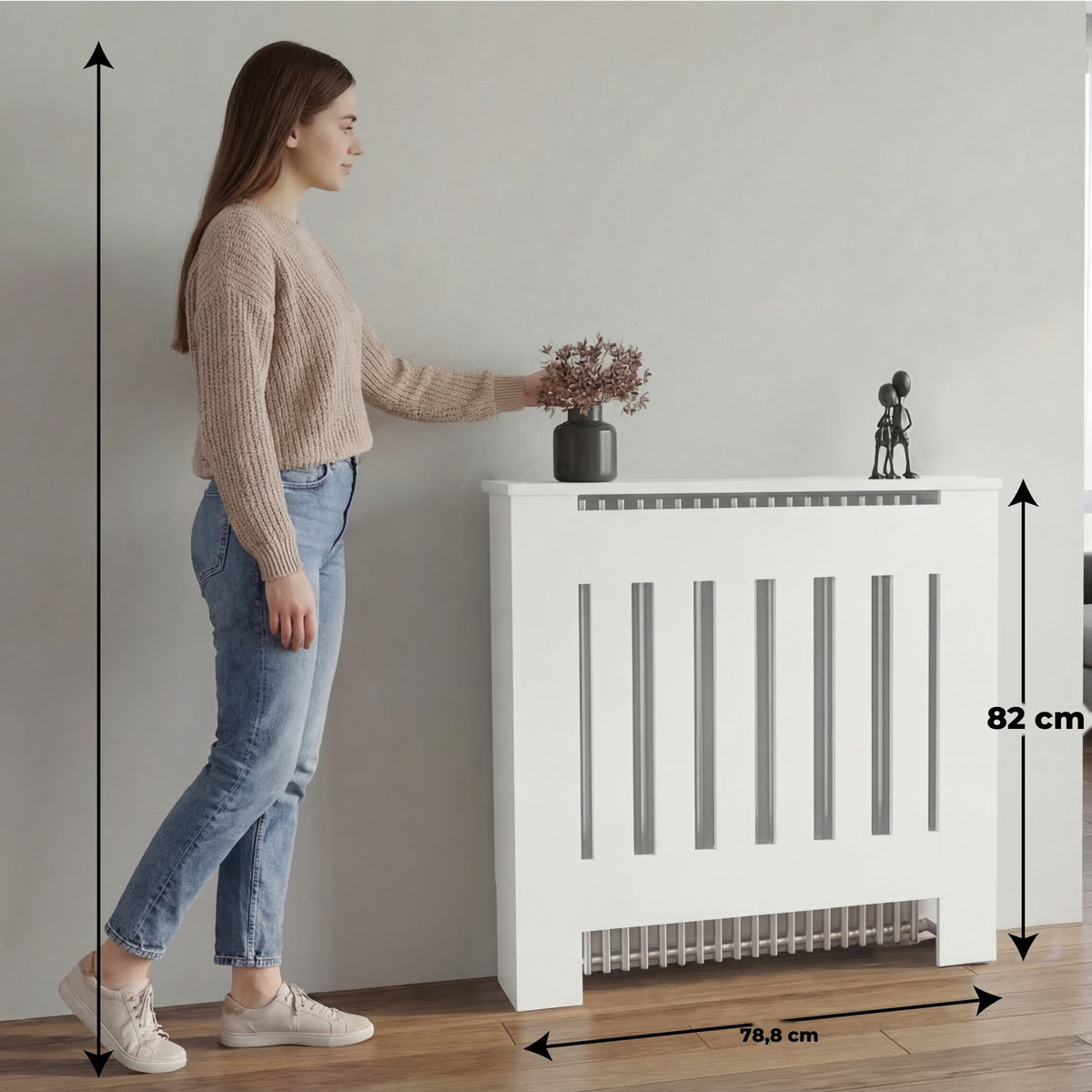 TUHOME CONCEPT Cubreradiador Linn de 79 cm, blanco