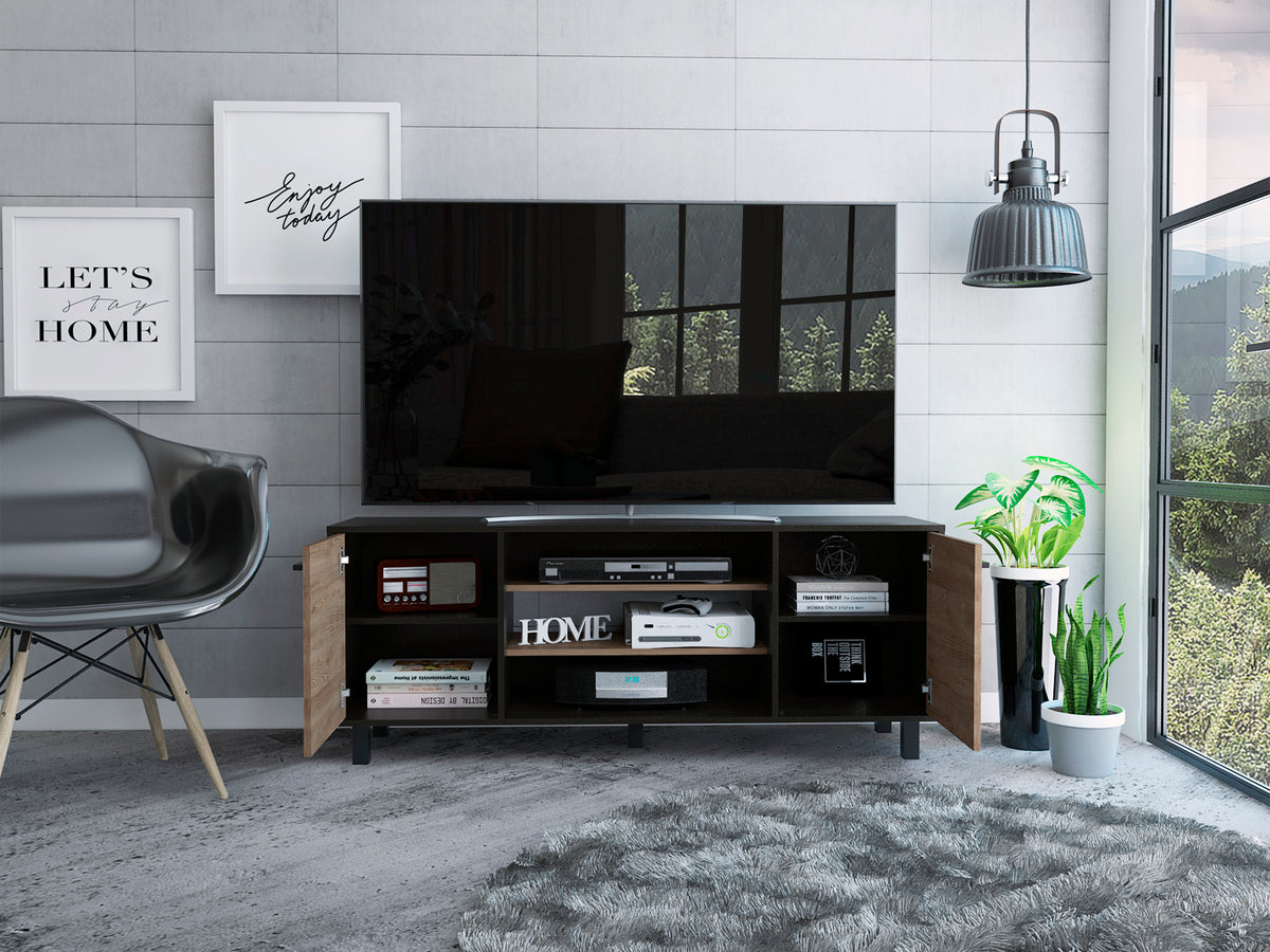 TUHOME CONCEPT Mueble de TV Kaia de 149 cm, wengué y roble miel