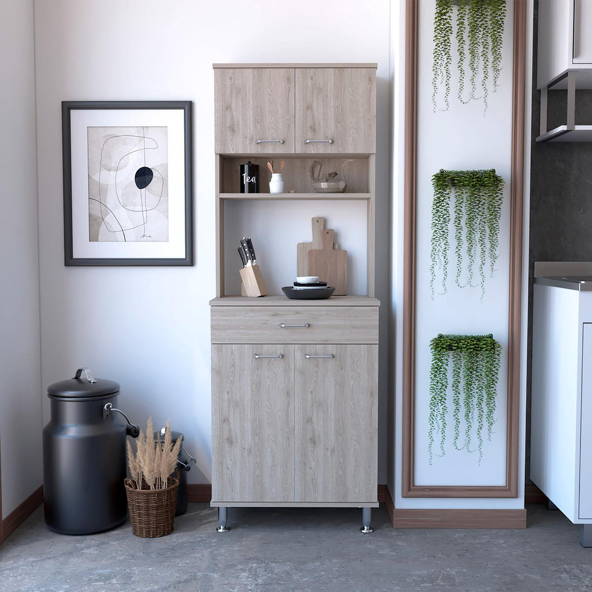 TUHOME CONCEPT Despensa de cocina Della de 169 cm, gris ceniza