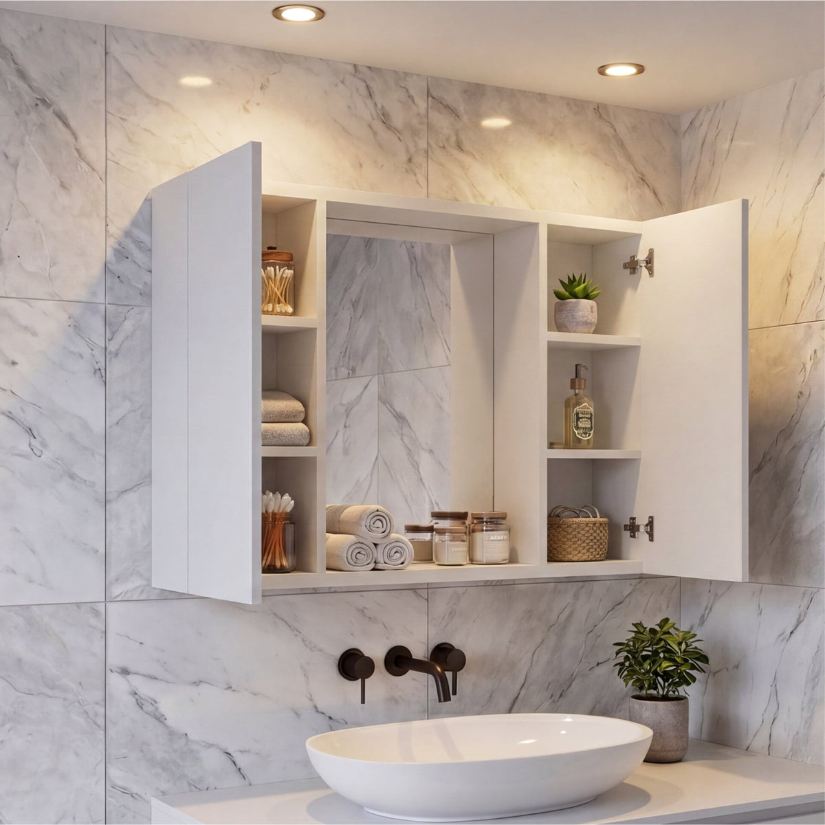 TUHOME CONCEPT Armario de baño de pared Artemisa de 60 cm, blanco