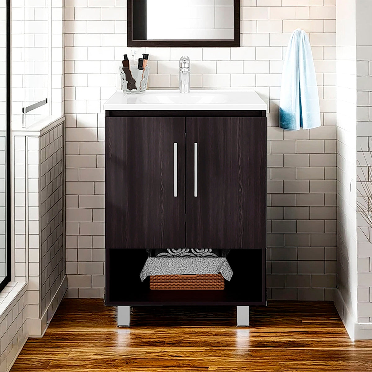 TUHOME CONCEPT Mueble de baño Conrad de 60 cm con lavabo, wengué