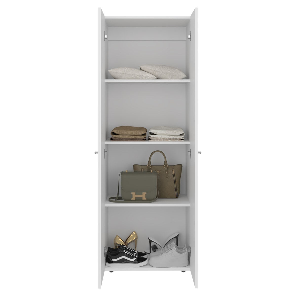 Conjunto de 2 armarios Home de 170 cm: 2 puertas con estantes + 3 puertas con estantes, blanco
