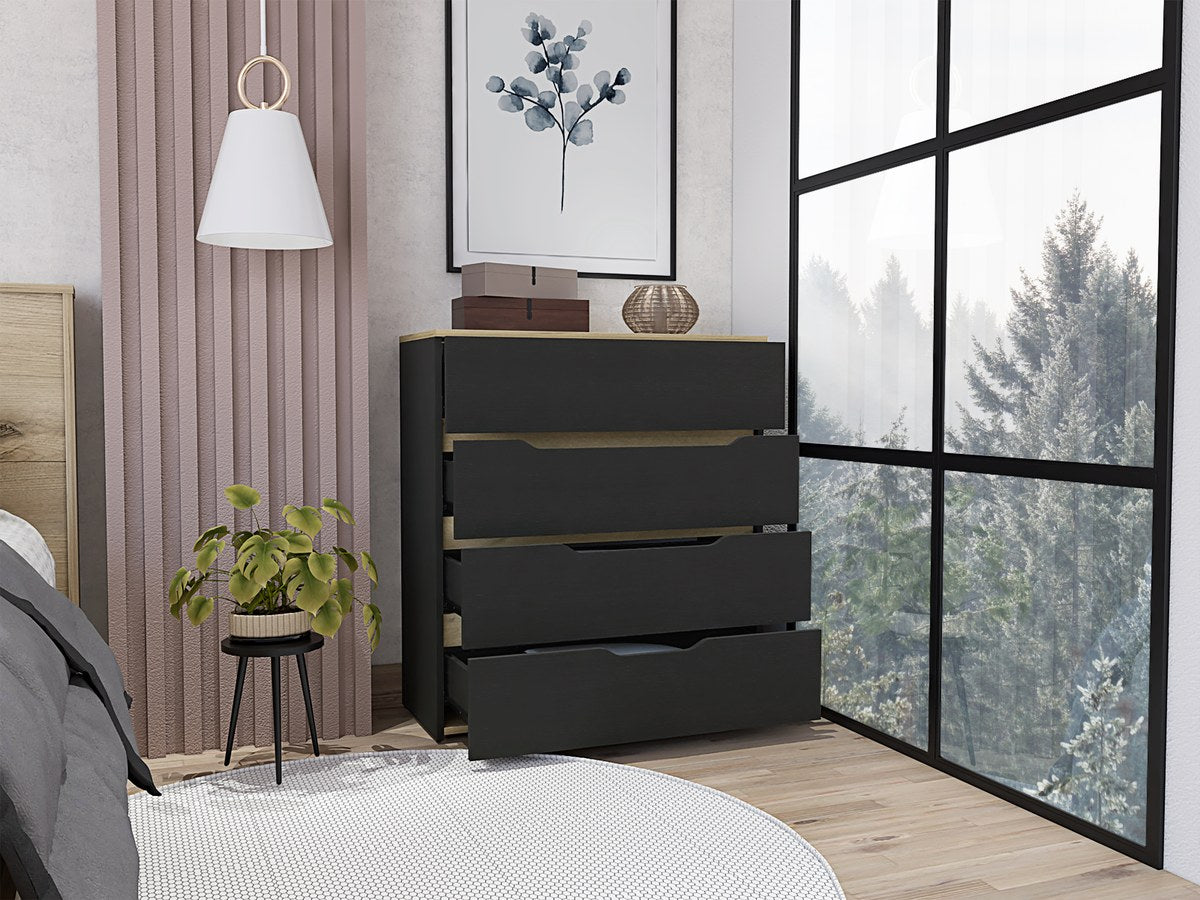 Conjunto de dormitorio: cómoda Zoe de 80 cm + 2 mesitas de noche Nápoles, wengué
