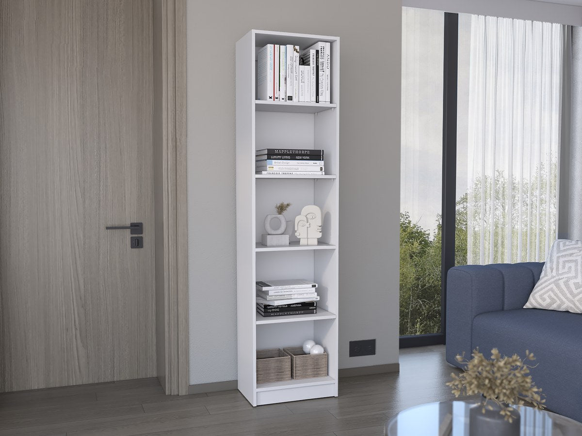 Conjunto de 3 librerías Home de 181 cm: 1 abierta de 4 huecos + 2 XS de 45 cm, blanco