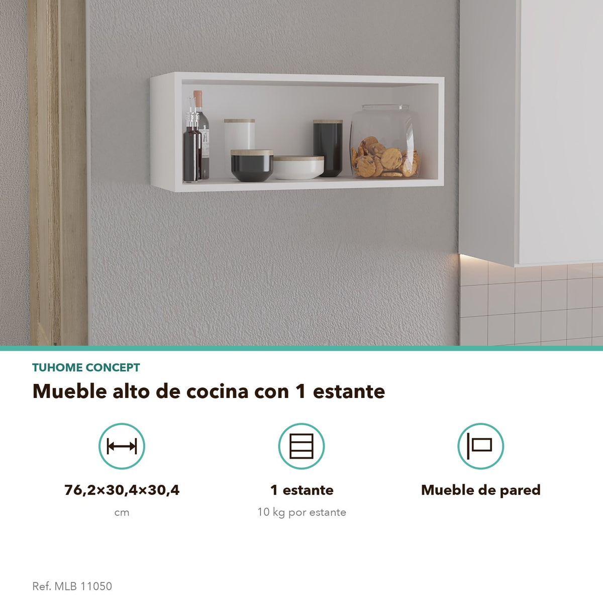 TUHOME Armario de pared Hard Rock 76 cm con hueco abierto