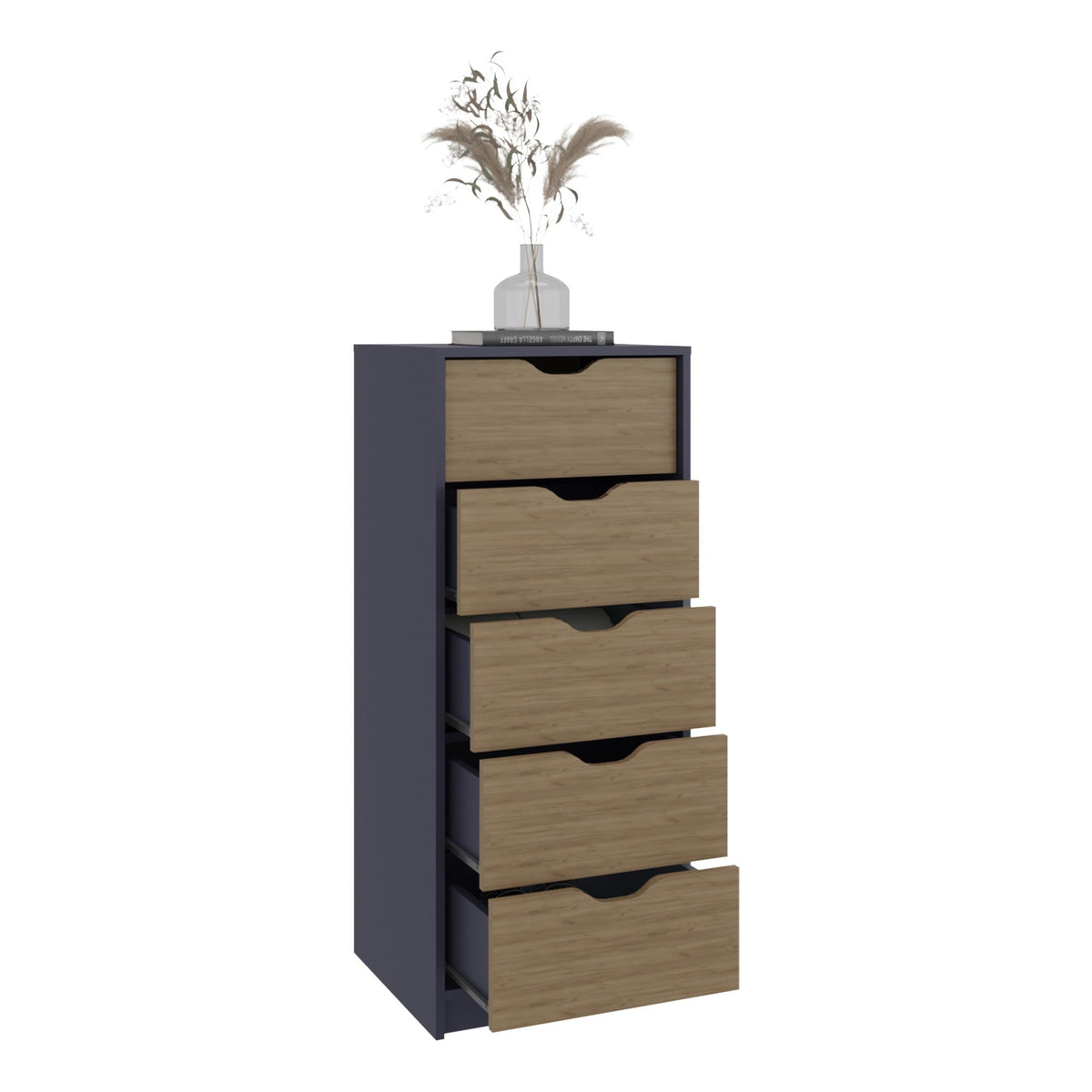 Cómoda Basilea Narrow de 45 cm, azul y fresno, foto 7 – TUHOME