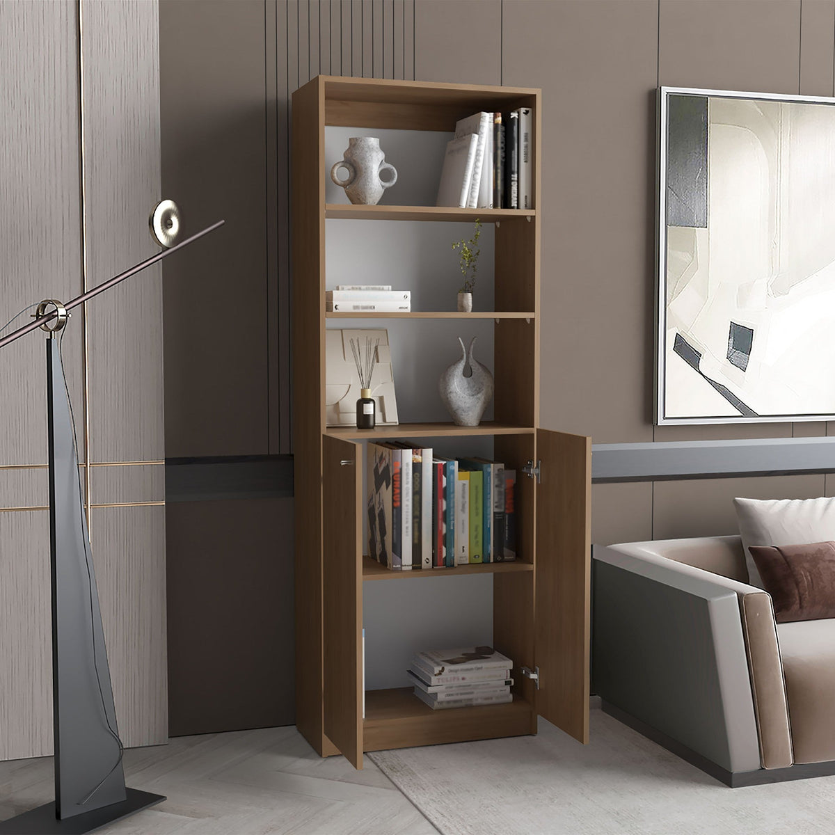 Librería Home de 181 cm con 2 puertas, fresno, foto 6 – TUHOME