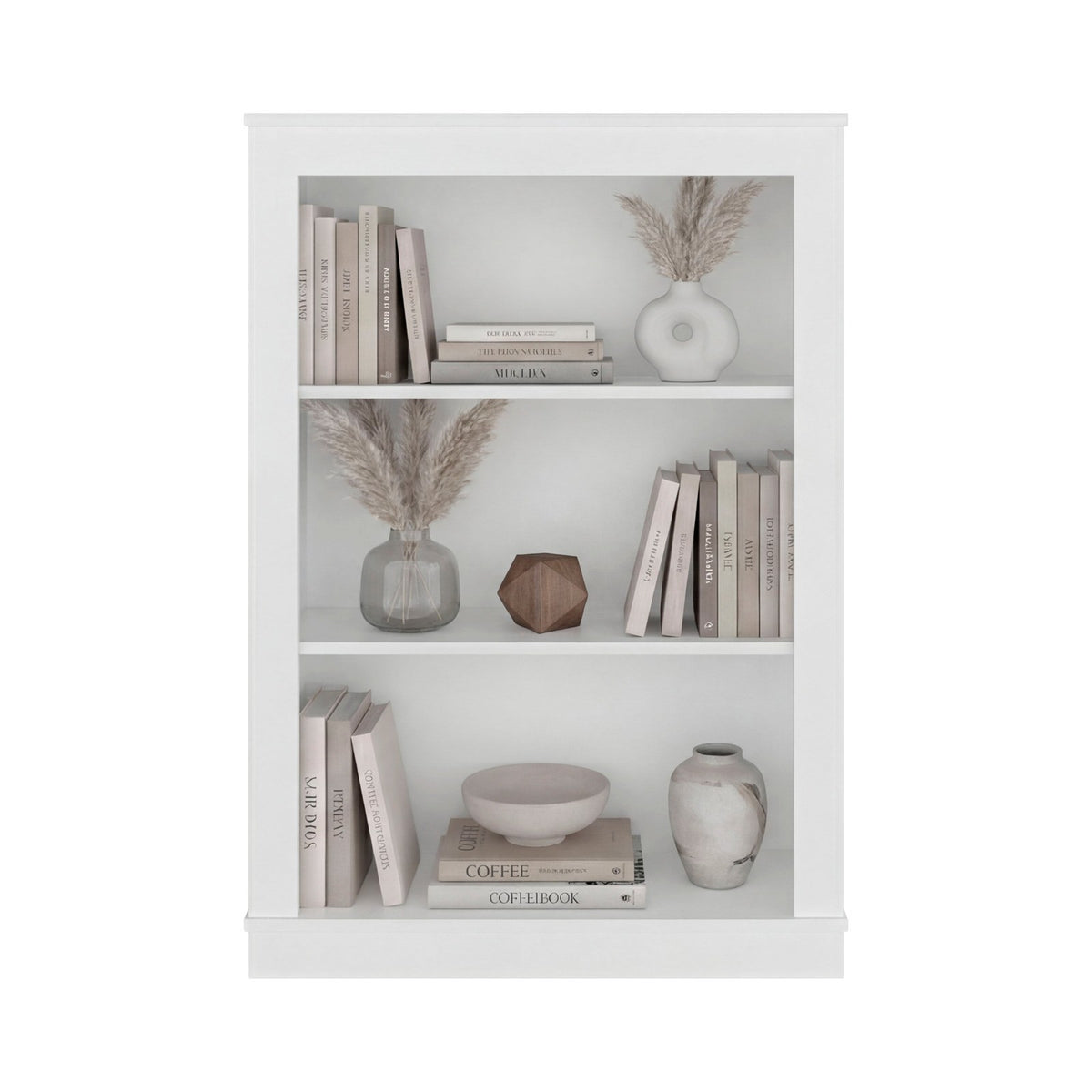 TUHOME CONCEPT Estantería baja Classic de 108 cm con 3 huecos, blanco