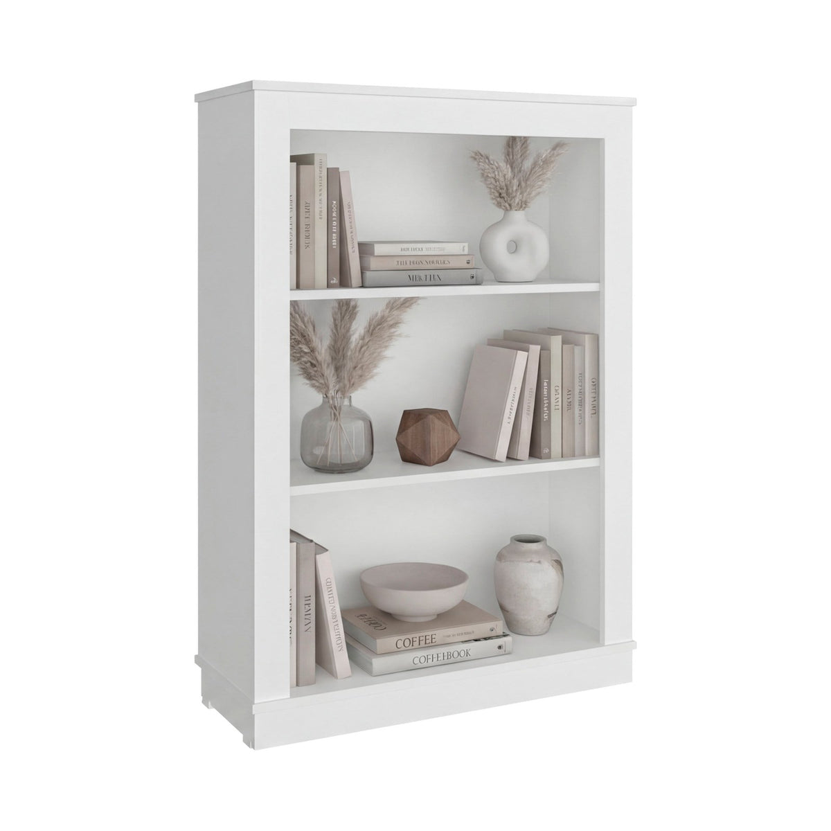 TUHOME CONCEPT Estantería baja Classic de 108 cm con 3 huecos, blanco