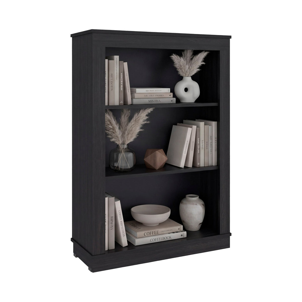 TUHOME CONCEPT Estantería baja Classic de 108 cm con 3 huecos, wengué