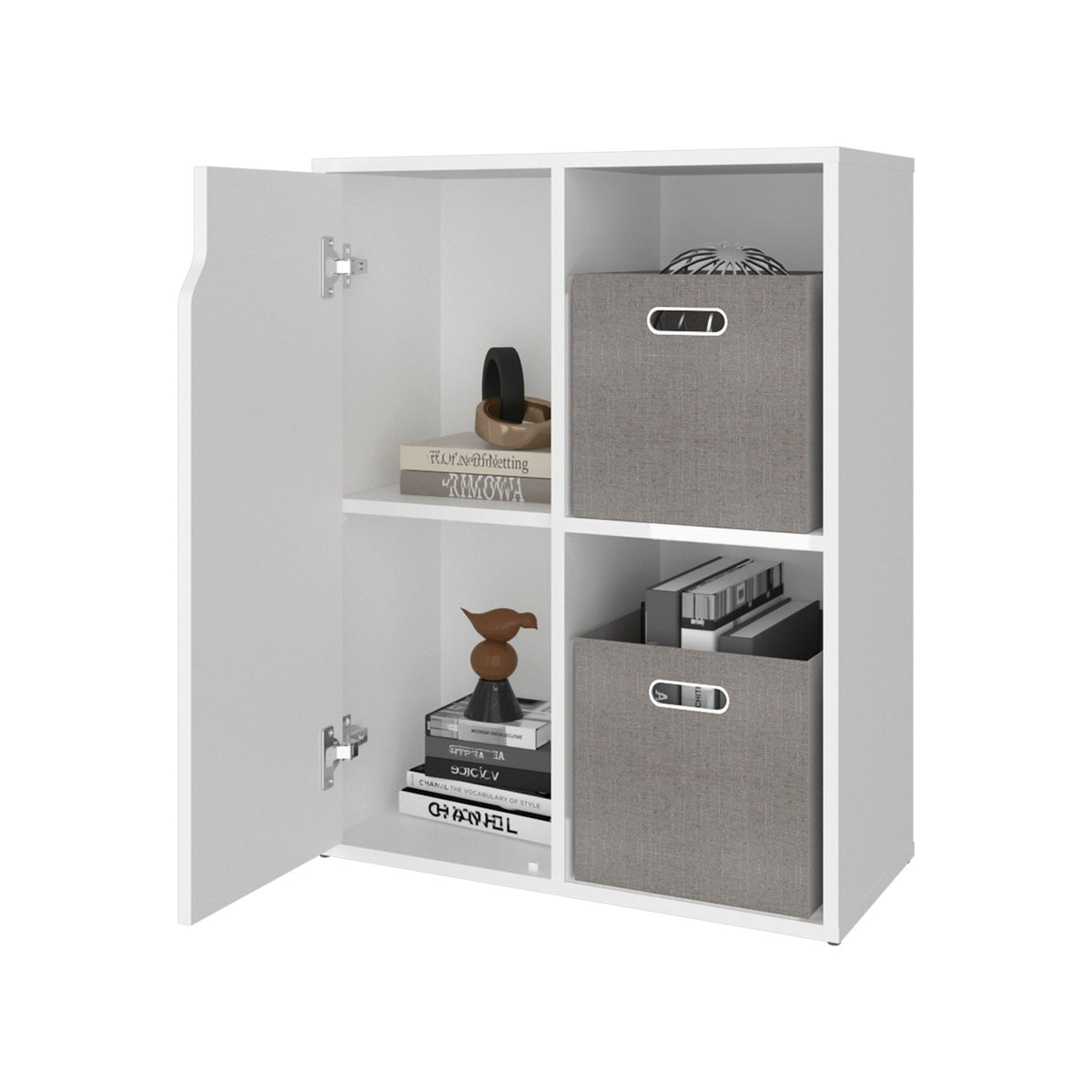 Mueble auxiliar Vicco de 77 cm con puerta y huecos abiertos, blanco