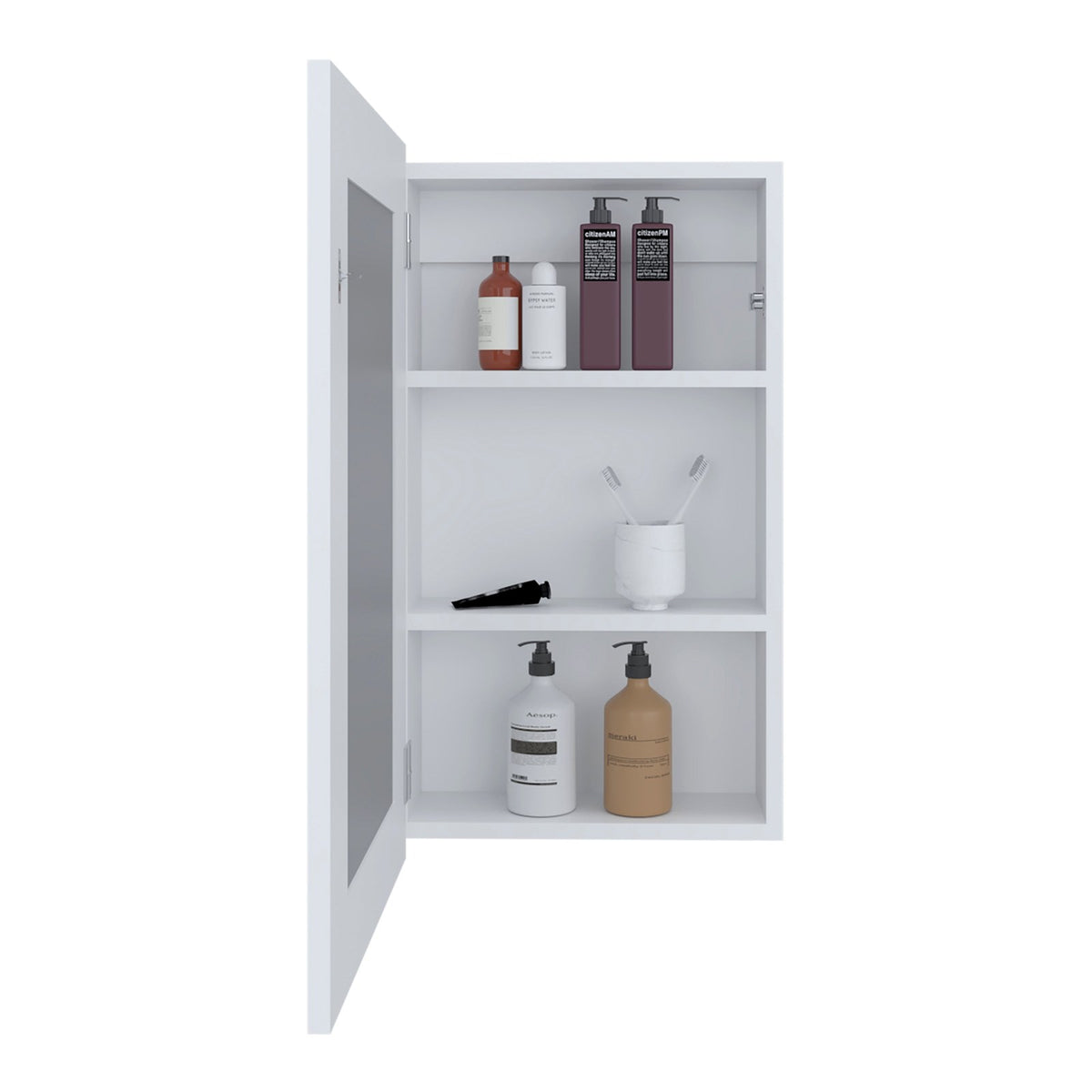 TUHOME CONCEPT Armario de baño de pared Juno de 47 cm con puerta de espejo, blanco