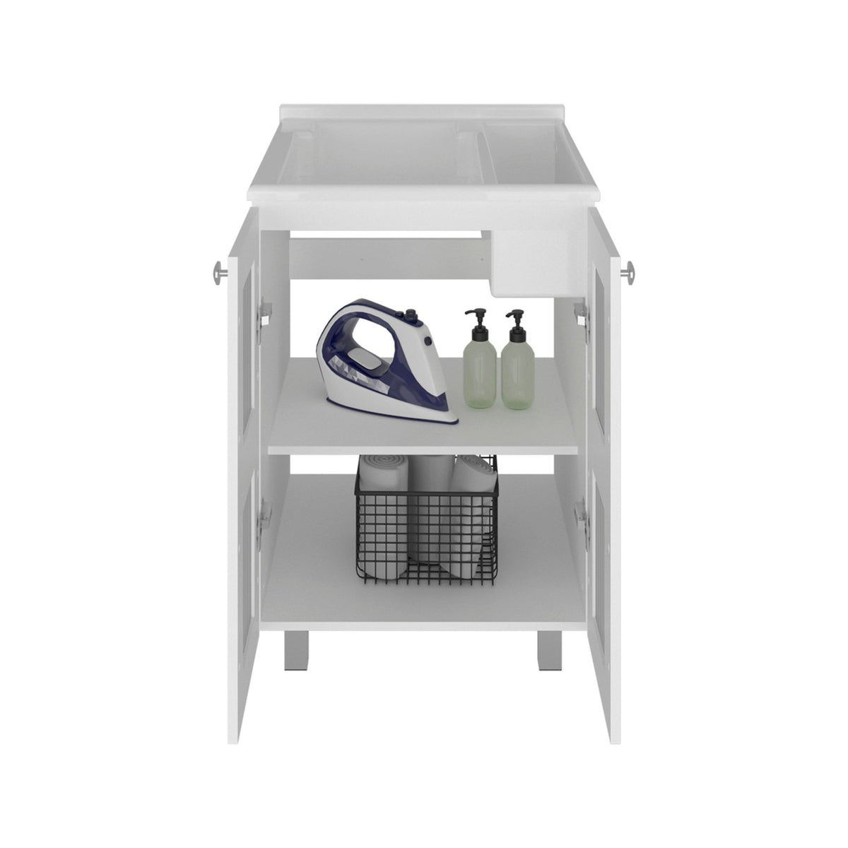 TUHOME CONCEPT Mueble lavadero Haysi de 60 cm con pila y 2 puertas, blanco