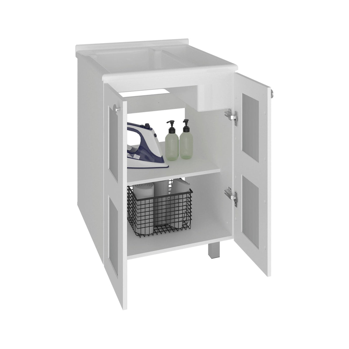 TUHOME CONCEPT Mueble lavadero Haysi de 60 cm con pila y 2 puertas, blanco