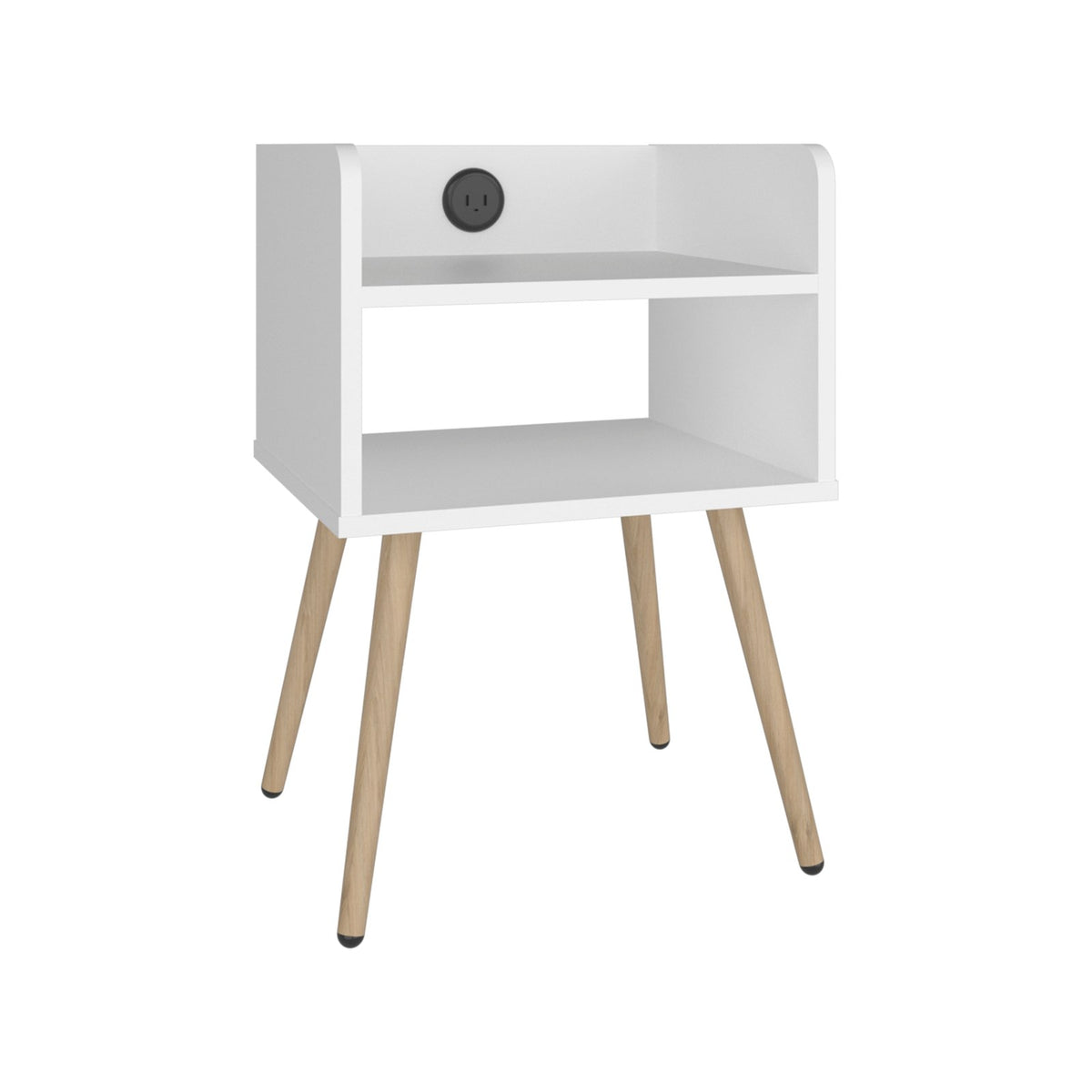 TUHOME CONCEPT Mesita de noche Didi de 40 cm con conector USB y 2 huecos, blanco