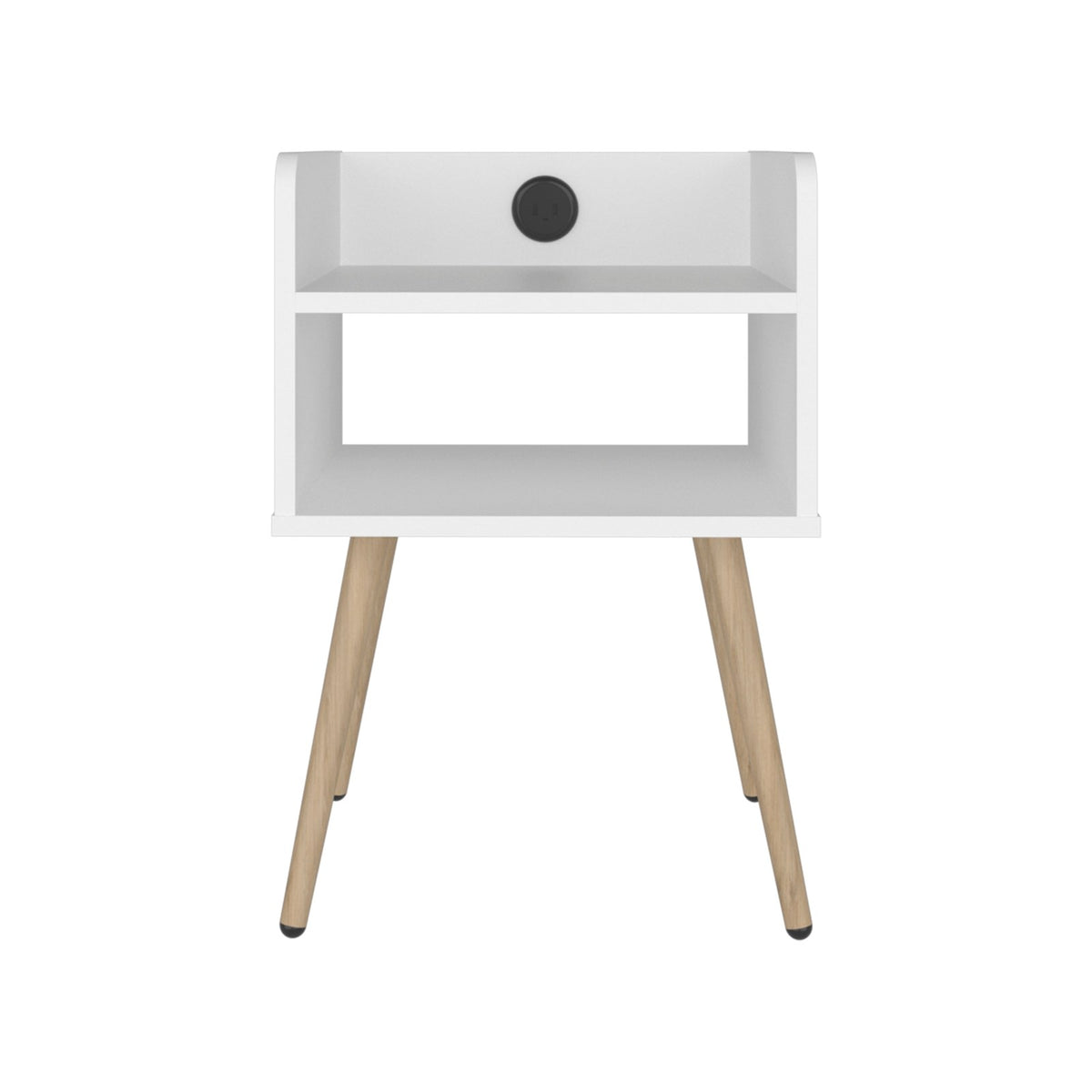 TUHOME CONCEPT Mesita de noche Didi de 40 cm con conector USB y 2 huecos, blanco