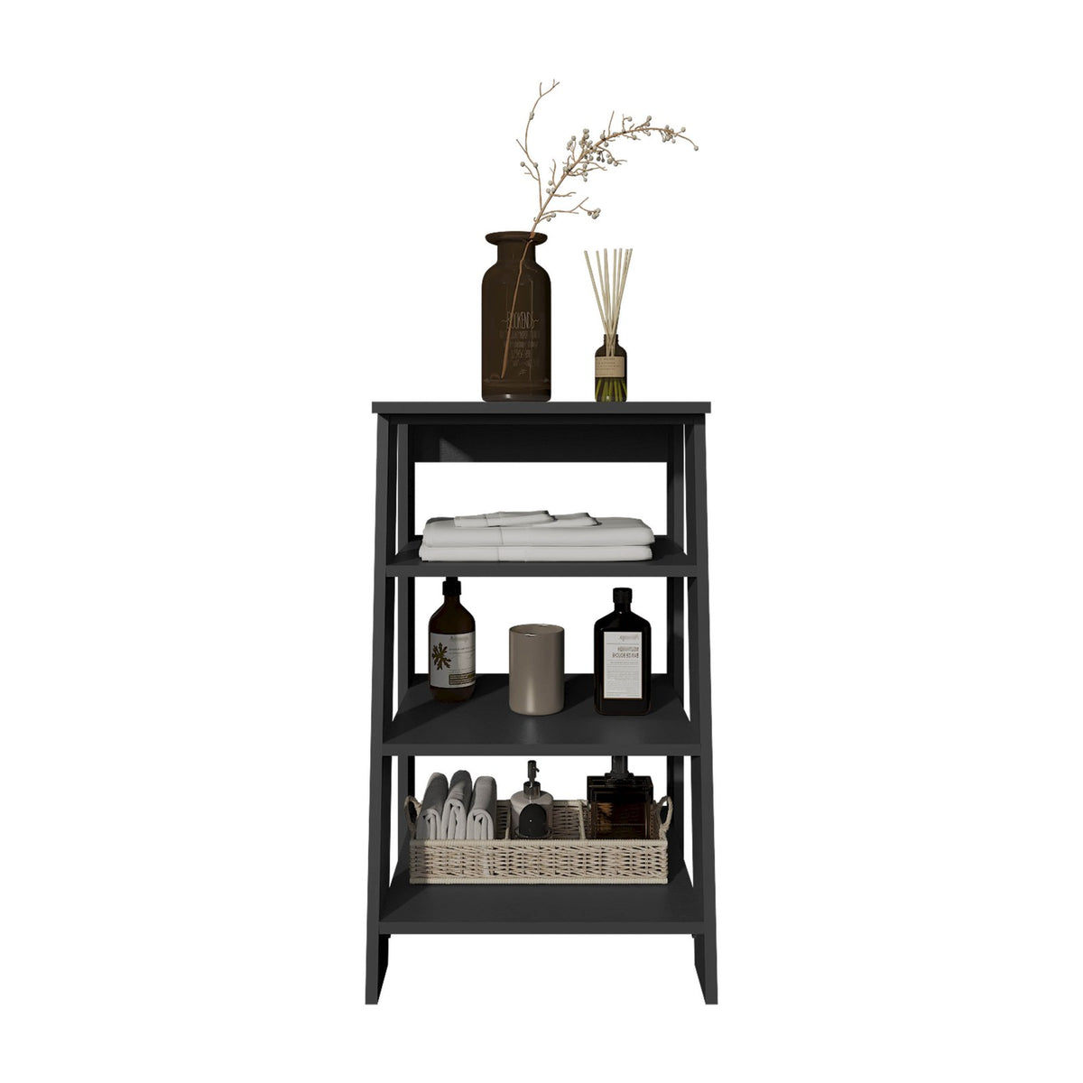 TUHOME CONCEPT Estantería de baño tipo escalera de 44 cm con 3 estantes, wengué