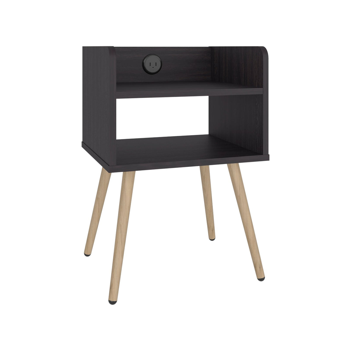 TUHOME CONCEPT Mesita de noche Didi de 40 cm con conector USB y 2 huecos, wengué