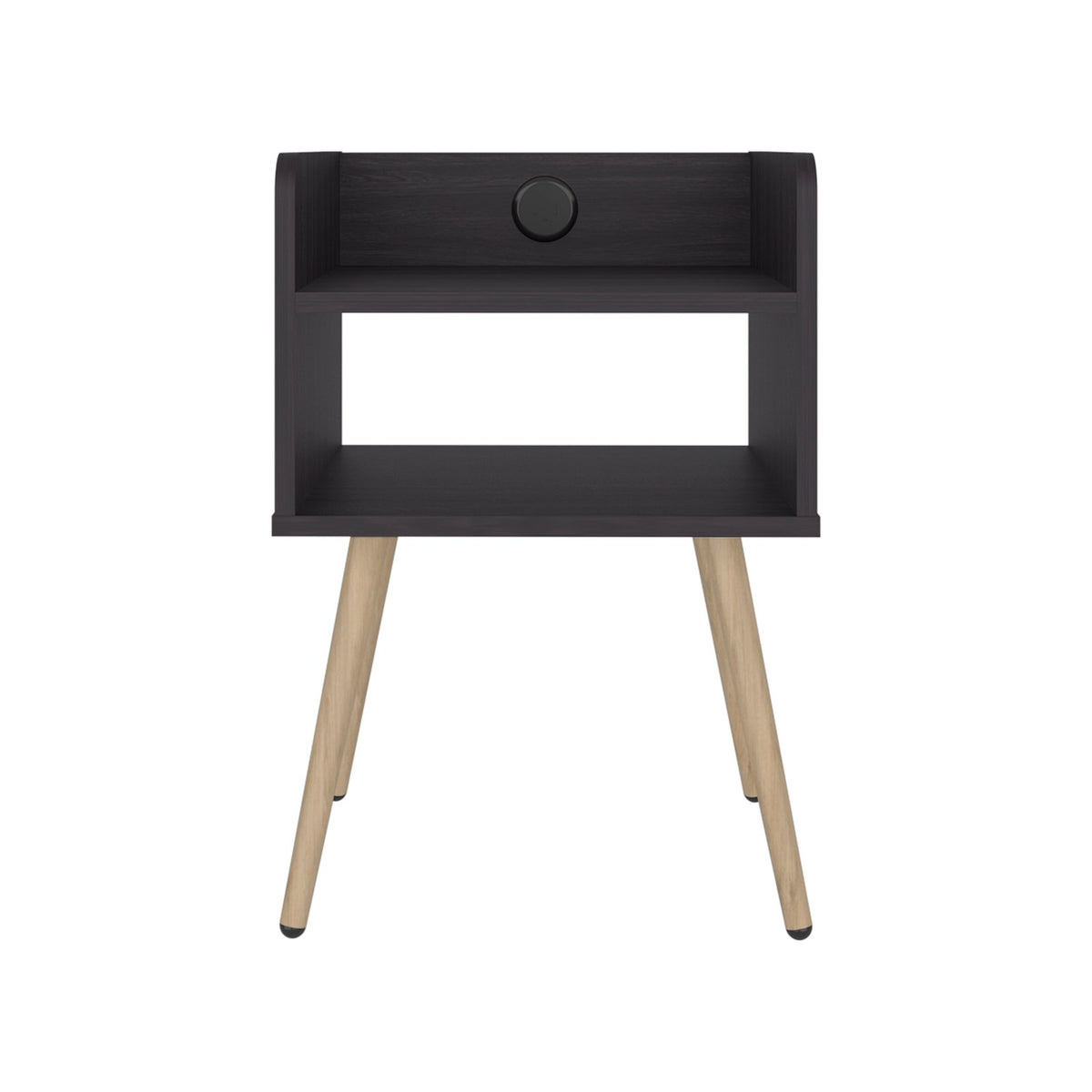 TUHOME CONCEPT Mesita de noche Didi de 40 cm con conector USB y 2 huecos, wengué