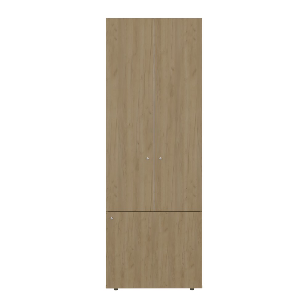 Armario alto Tolleson de 170 cm con 3 puertas y estantes, fresno