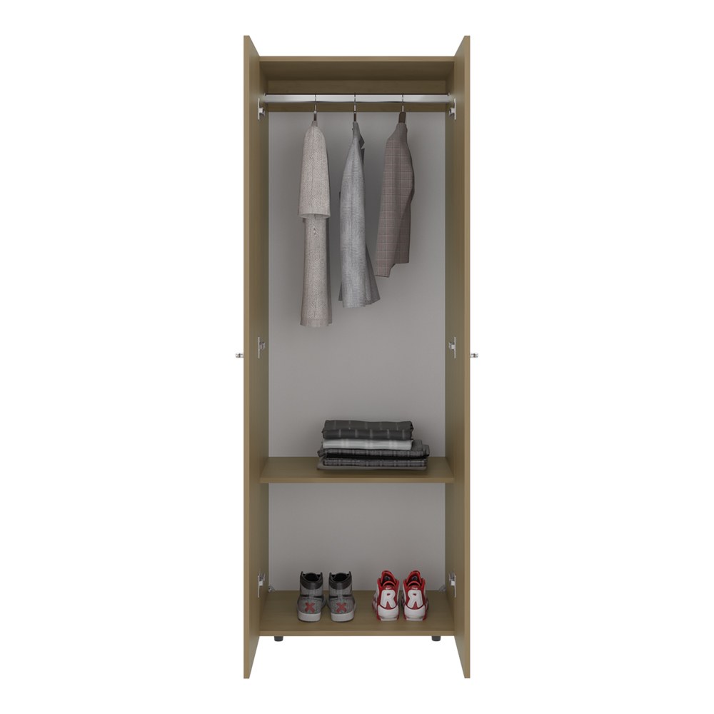 Armario Basin de 170 cm con 2 puertas, barra de colgar y estante, fresno