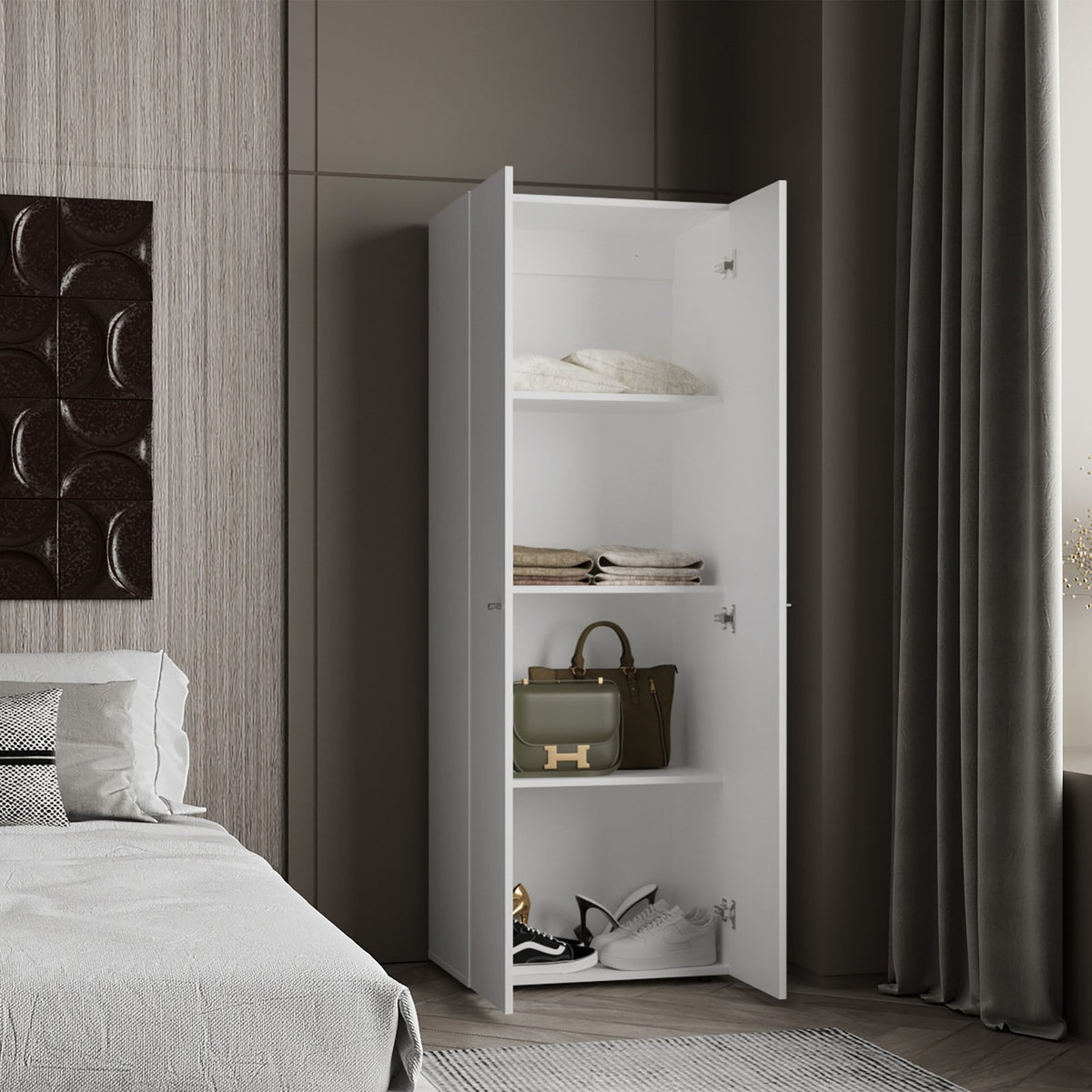 Armario World de 170 cm con 2 puertas y estantes, blanco