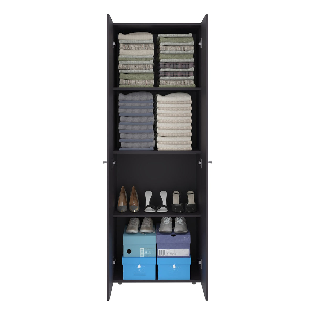 Armario World de 170 cm con 2 puertas y estantes, wengué