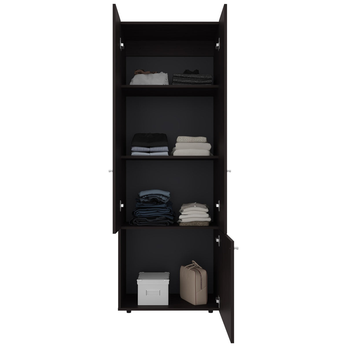 Armario alto Tolleson de 170 cm con 3 puertas y estantes, nogal