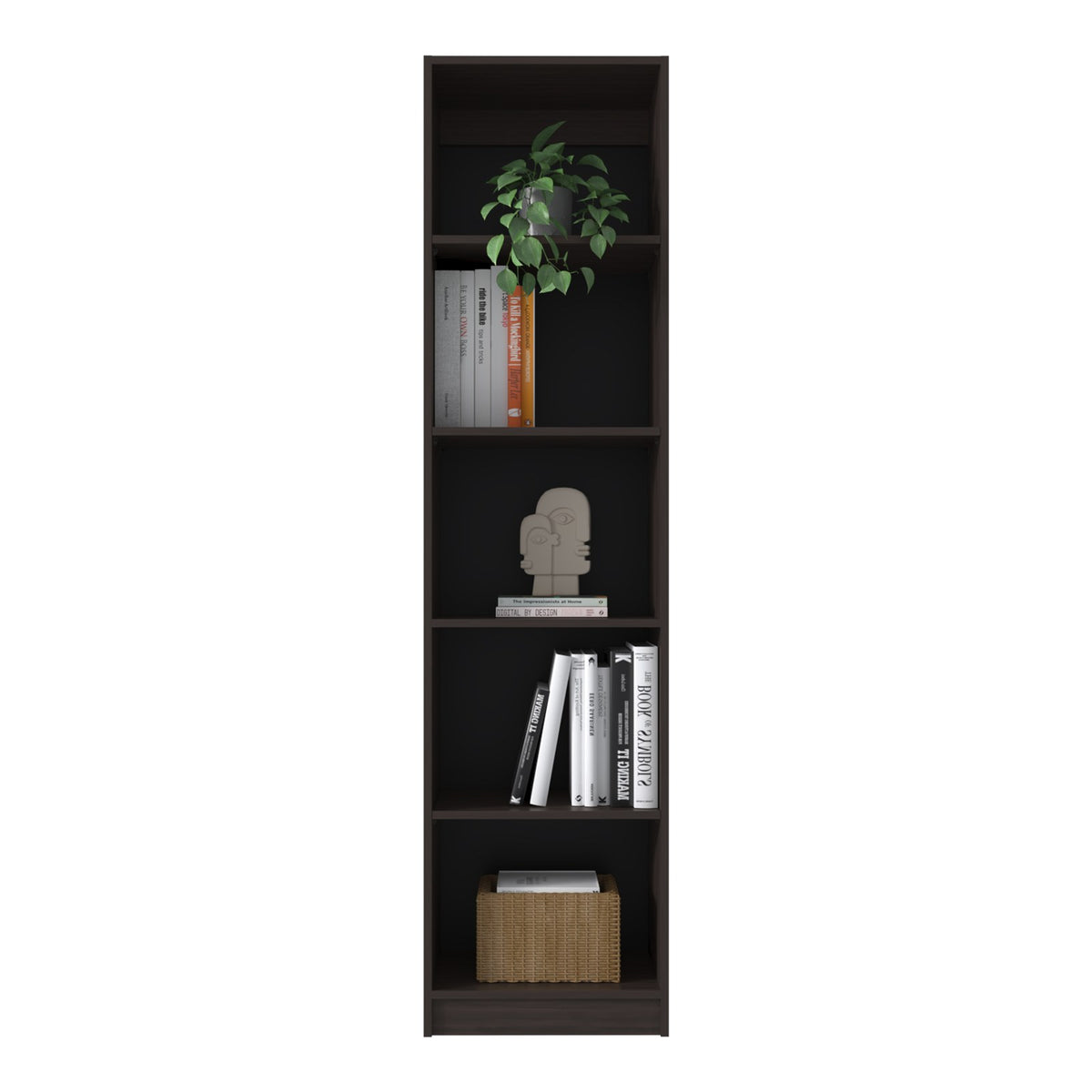 TUHOME CONCEPT Estantería alta abierta Home M2 de 181 cm con 5 huecos, nogal europeo