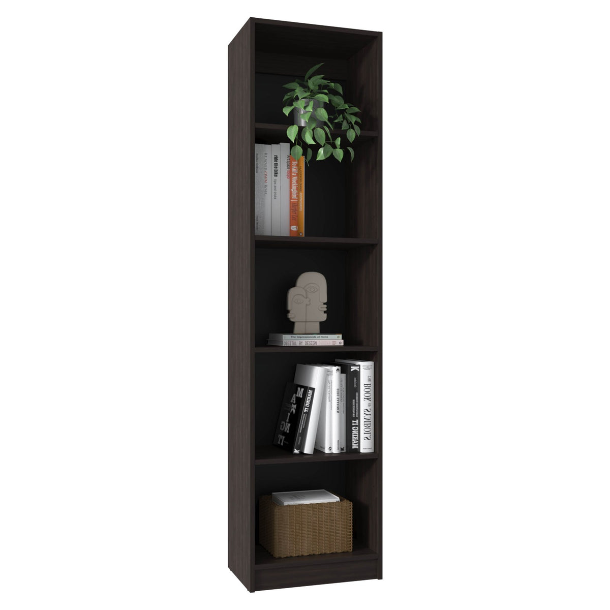 TUHOME CONCEPT Estantería alta abierta Home M2 de 181 cm con 5 huecos, nogal europeo