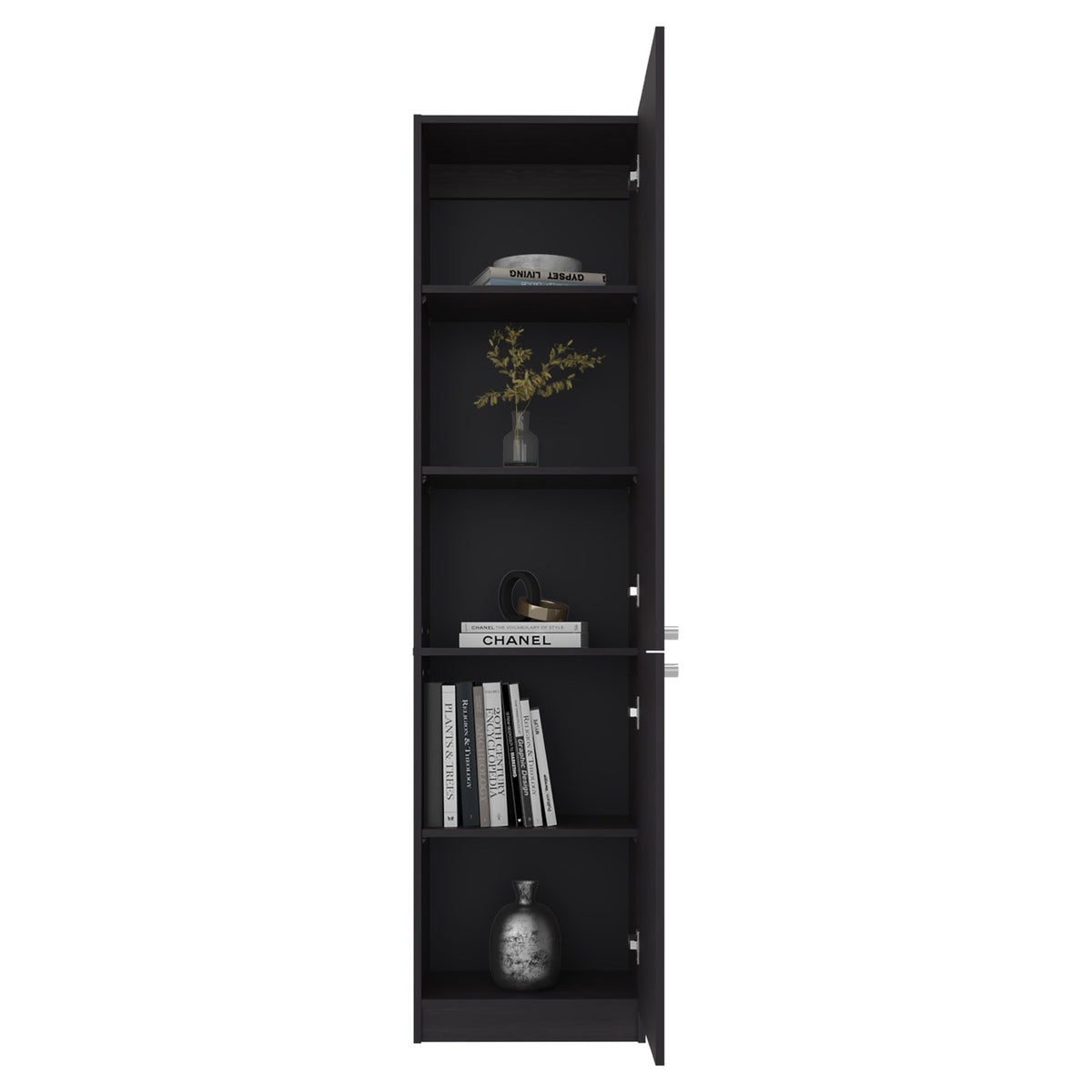 Estantería alta Delhi de 181 cm con 2 puertas, wengué y negro