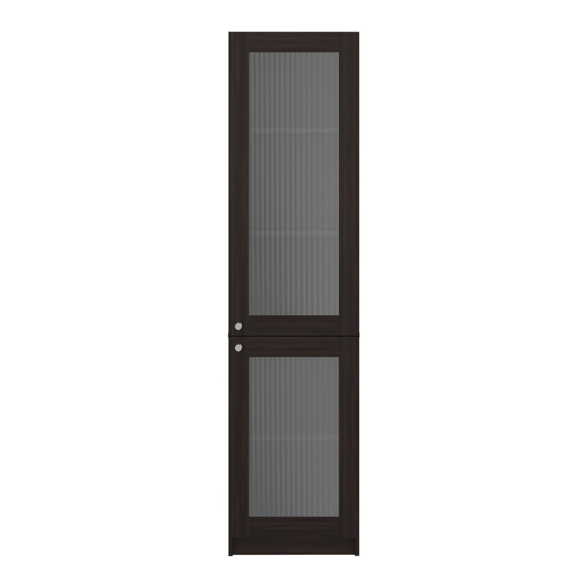 Estantería alta Copenhague de 181 cm con 2 puertas de vidrio acanalado, nogal y negro