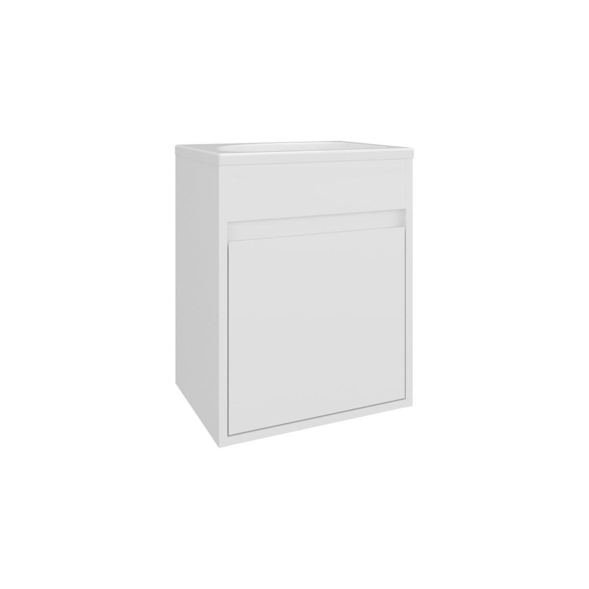 Mueble de lavabo suspendido Furman de 39 cm con lavabo y puerta, blanco