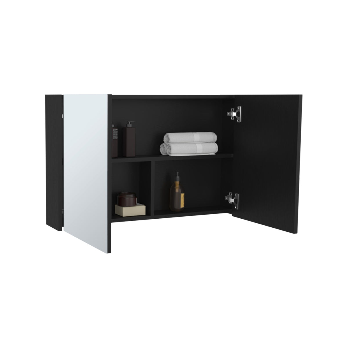 TUHOME CONCEPT Armario de baño de pared de 80 cm con 2 puertas de espejo, wengué