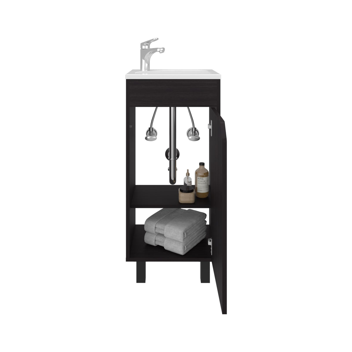 Mueble de lavabo de pie Bethel de 40 cm con lavabo, wengué
