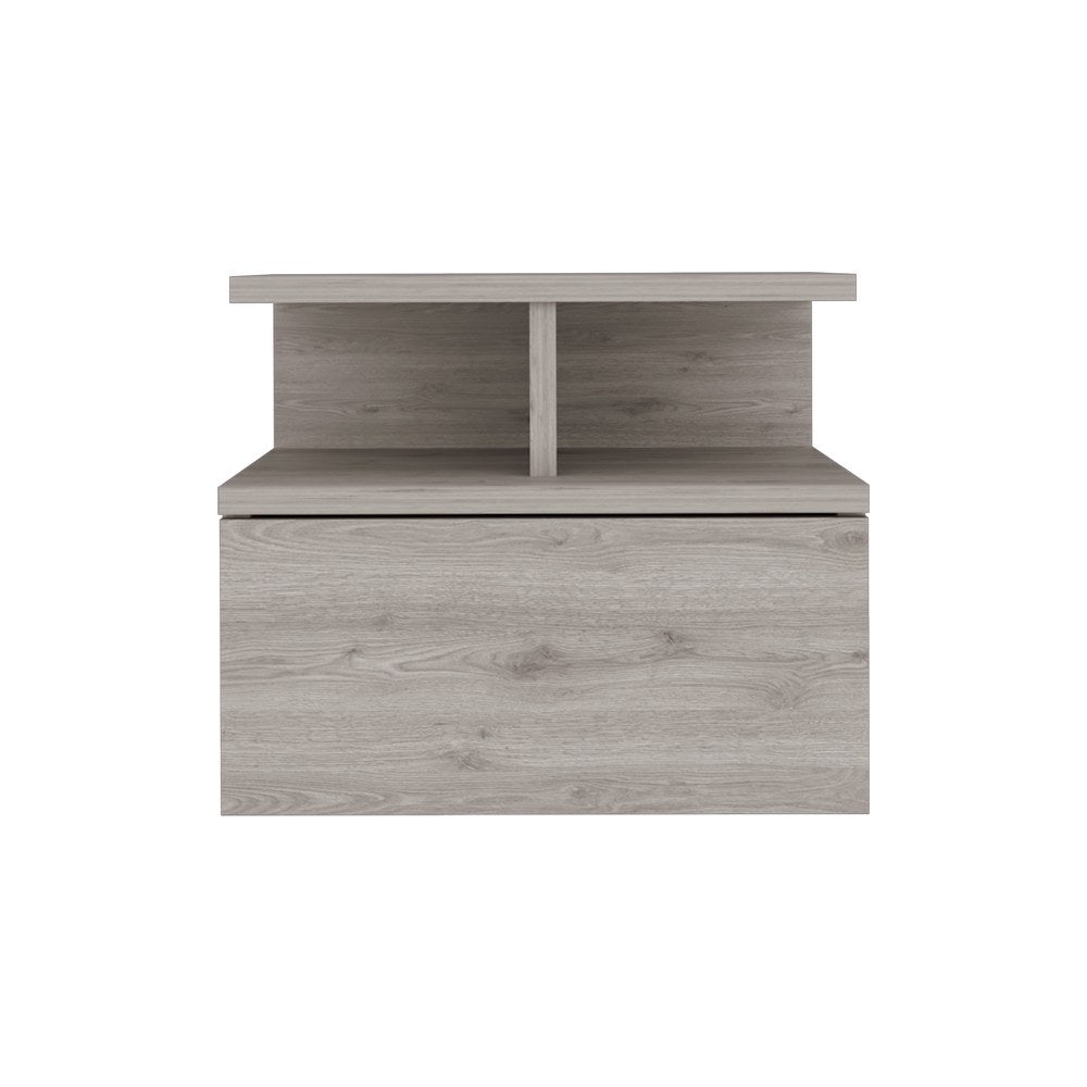 TUHOME CONCEPT Mesita de noche flotante Adele de 36 cm con cajón, gris ceniza