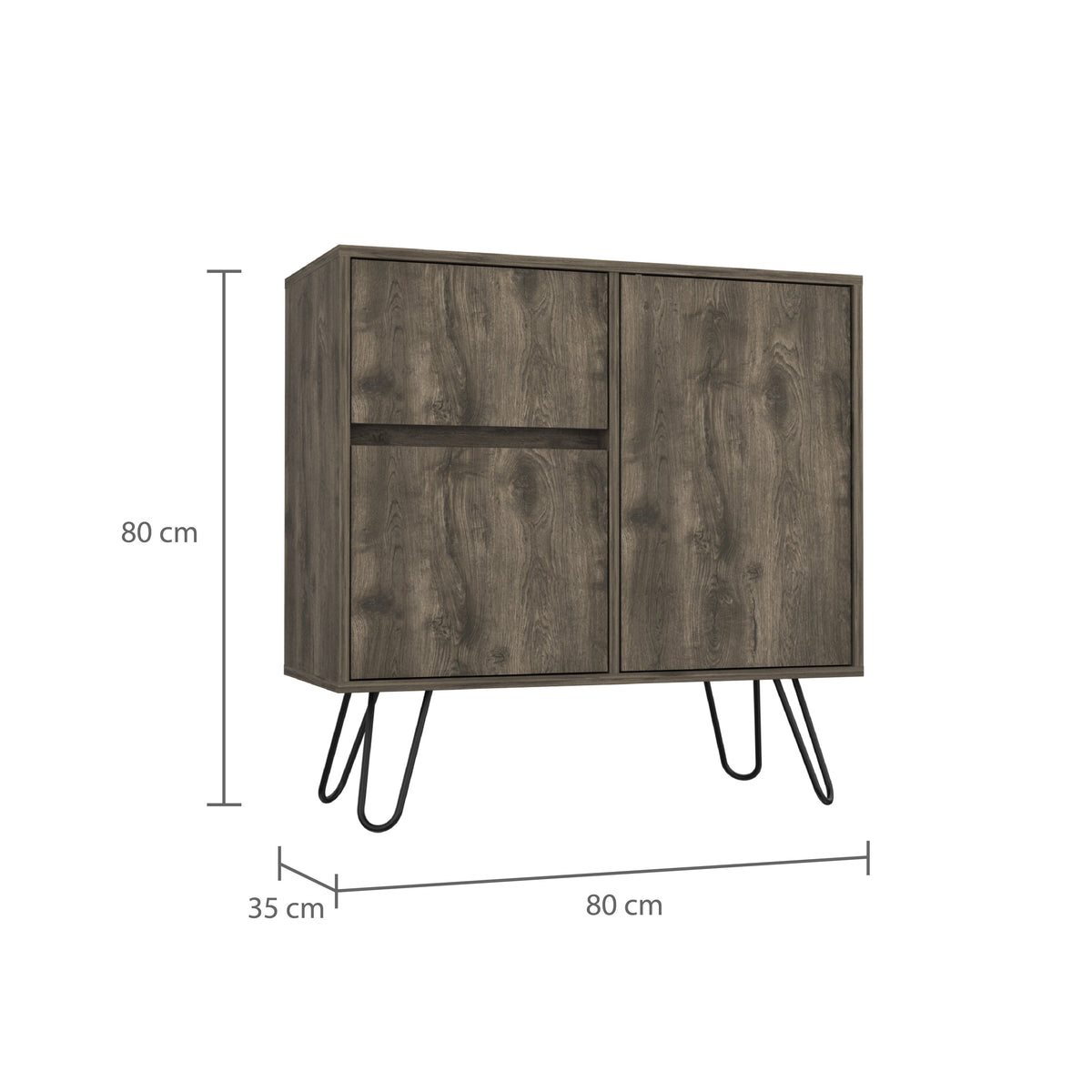 TUHOME CONCEPT Aparador Andorra de 80 cm, roble oscuro