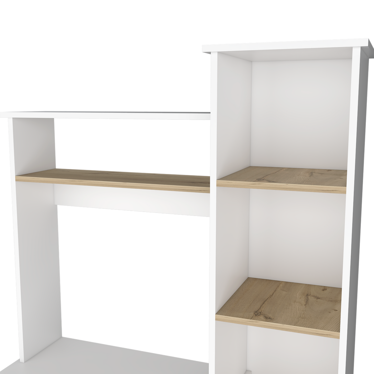 TUHOME CONCEPT Escritorio Heinrich de 98 cm con estantería, blanco y roble claro