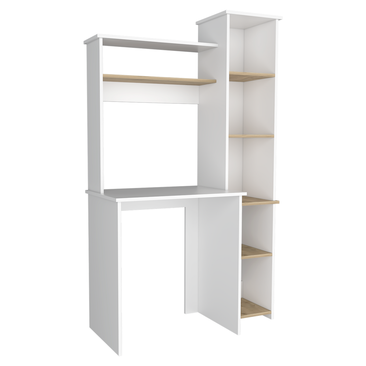 TUHOME CONCEPT Escritorio Heinrich de 98 cm con estantería, blanco y roble claro