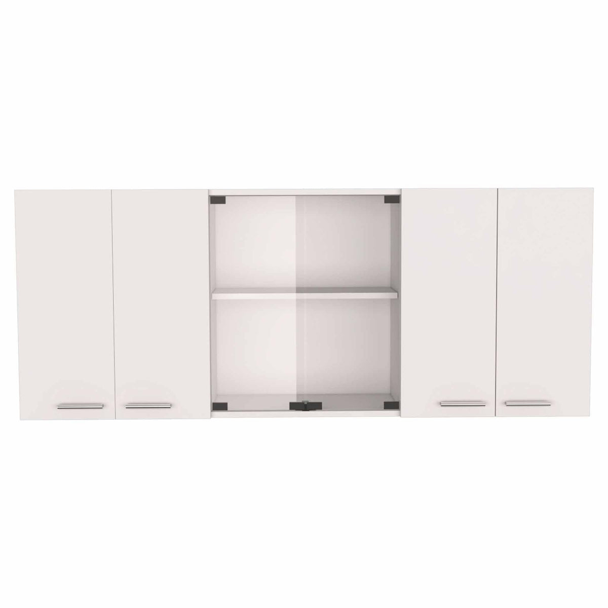 TUHOME CONCEPT Mueble alto de cocina de 150 cm con escurreplatos, 2 puertas de cristal y 4 puertas, blanco