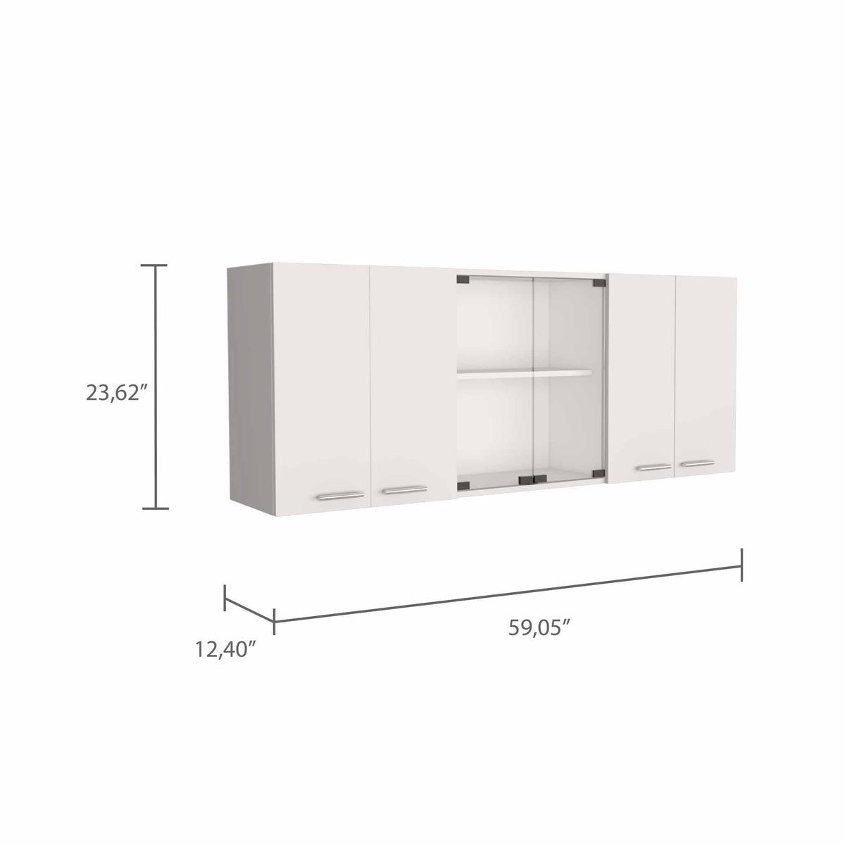 TUHOME CONCEPT Mueble alto de cocina de 150 cm con escurreplatos, 2 puertas de cristal y 4 puertas, blanco