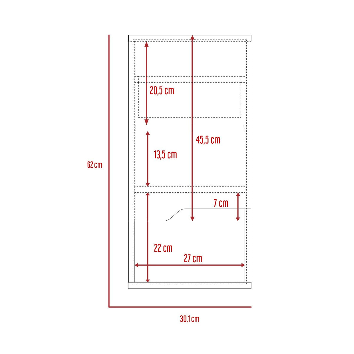 TUHOME CONCEPT Armario colgante de baño Laurent de 30 cm con 1 puerta, gris plomo y roble arena