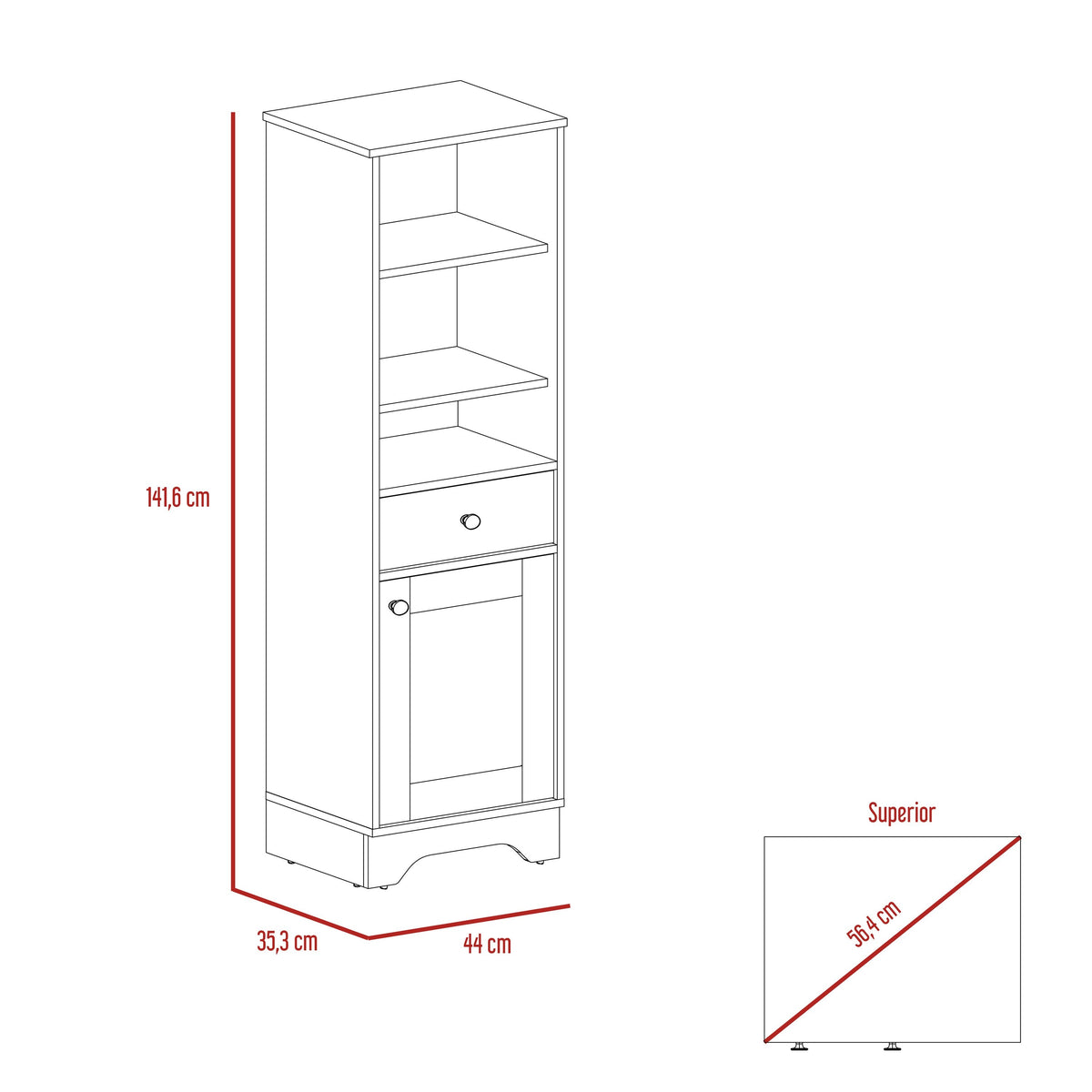 TUHOME CONCEPT Columna de baño Malaga de 142 cm, blanco y roble arena