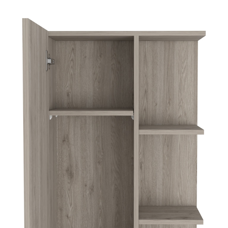 Columna de baño Urano 158 cm, 1 puerta y 5 estantes abiertos